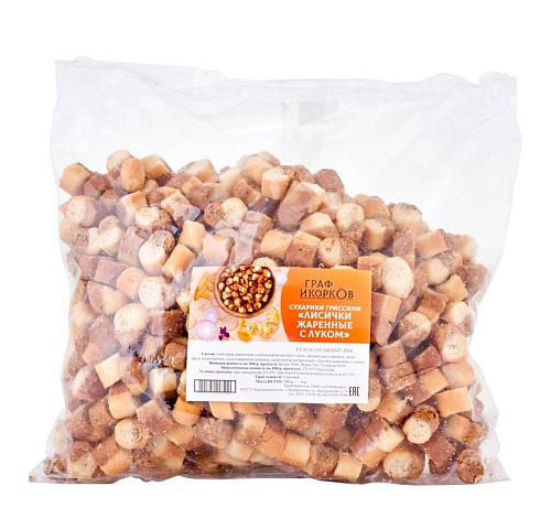 Сухарики (гриссини) лисички жареные с луком оптом в Новосибирске